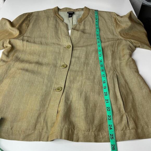 Eileen Fisher Crinkle Round Neck Jacket Lightweight Button Up Linen Blend L NWT - Picture 14 of 16